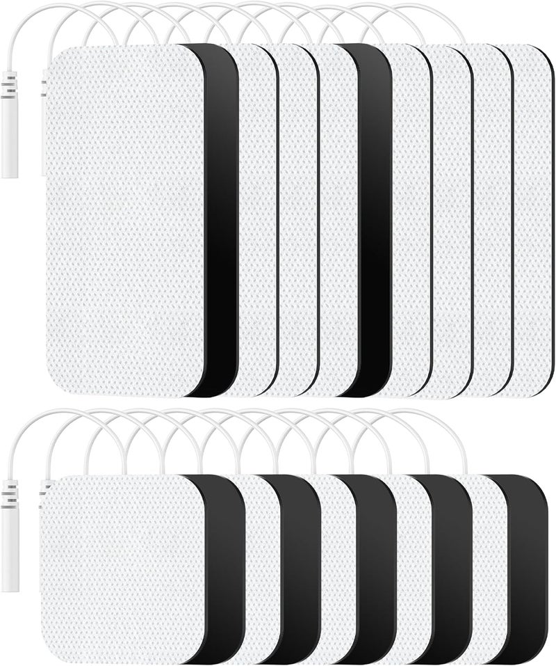 Nursal TENS Unit Replacement Pads - 20 Pack Reusable Self-Adhesive Electrodes (2x2” & 2x4”) - Latex Free - Image 1