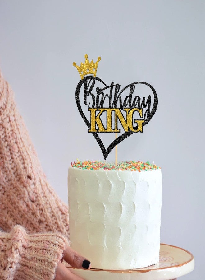 Helewilk Birthday King Cake Topper, Glittery Fathers Dad Men Golden Birthday Party Decorations Supplies - Image 5