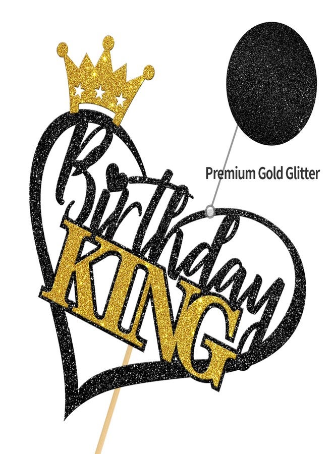 Helewilk Birthday King Cake Topper, Glittery Fathers Dad Men Golden Birthday Party Decorations Supplies - Image 2