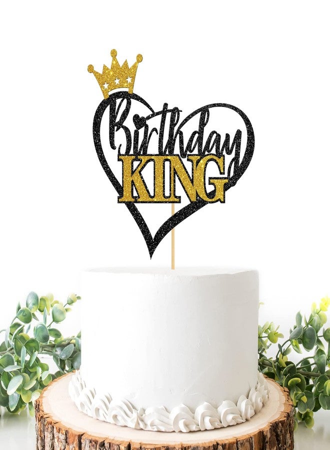 Helewilk Birthday King Cake Topper, Glittery Fathers Dad Men Golden Birthday Party Decorations Supplies - Image 1