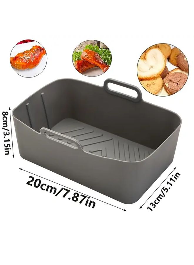 Grey Silicone Air Fryer Basket Tray Rectangular Easy Cleanup Healthy Cooking Oven Baking - Image 3