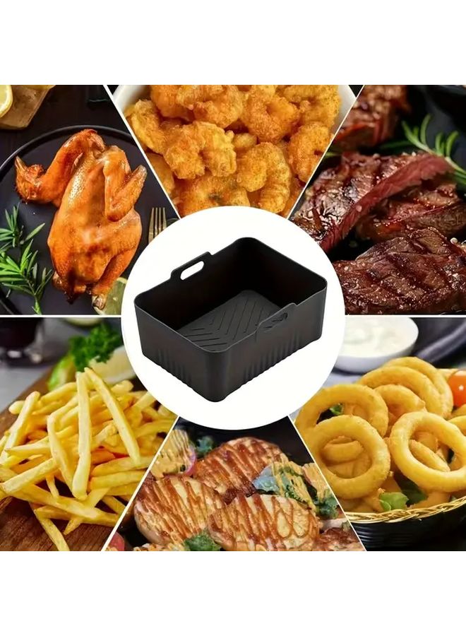 Grey Silicone Air Fryer Basket Tray Rectangular Easy Cleanup Healthy Cooking Oven Baking - Image 5