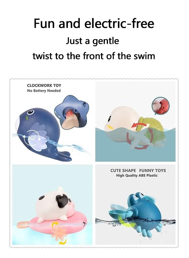 5pcs Cute Baby Bath Toys Set Clockwork Bathtub Swimming Pool Toys Animals Duck Dolphin Tortoise Design for Toddlers Infants Boys Girls - Image 3