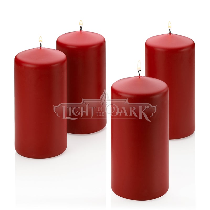 Light In The Dark 4 Red Apple Cinnamon Scented Pillar Candle 6 Inch Tall X 3 Inch Wide