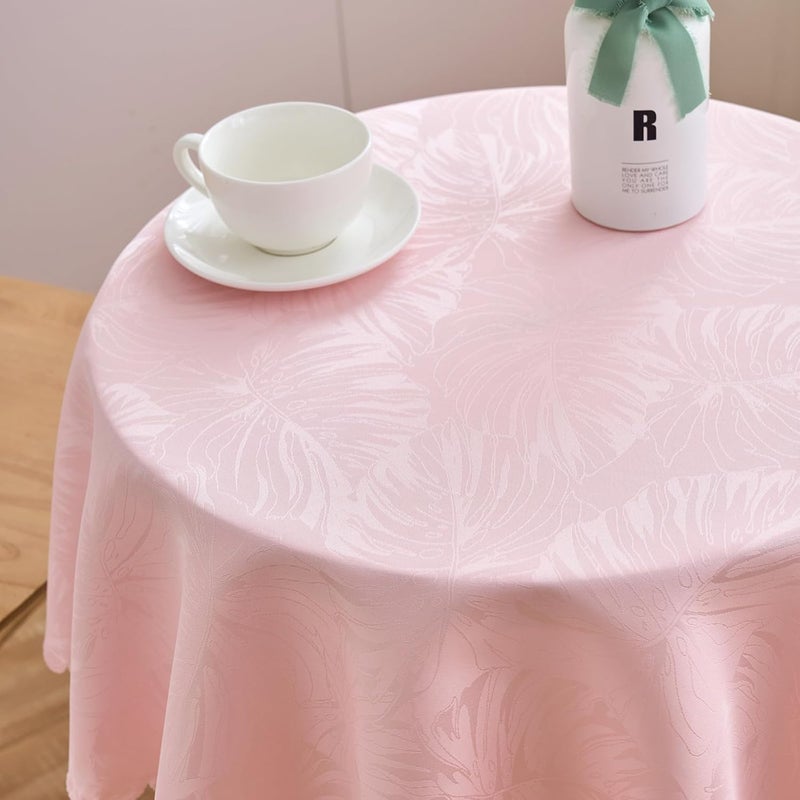 EFFICINATURE Round Valentines Tablecloth Pink Jacquard Small 40 Inch Table Cloths Up to 26 Dia Tables Waterproof Washable Soft Fabric Table Cover Kitchen Dinner Decor Talking Table Coffee Bar - Image 1