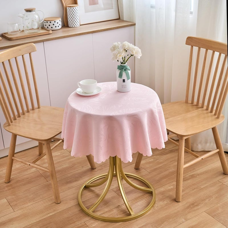 EFFICINATURE Round Valentines Tablecloth Pink Jacquard Small 40 Inch Table Cloths Up to 26 Dia Tables Waterproof Washable Soft Fabric Table Cover Kitchen Dinner Decor Talking Table Coffee Bar - Image 2