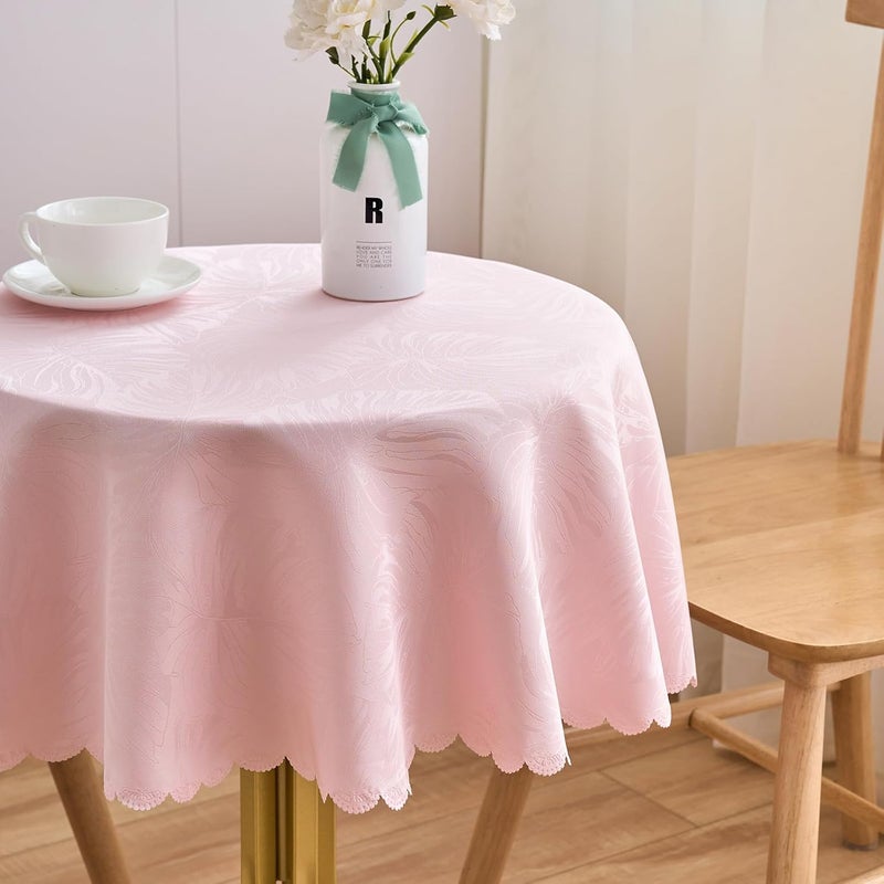 EFFICINATURE Round Valentines Tablecloth Pink Jacquard Small 40 Inch Table Cloths Up to 26 Dia Tables Waterproof Washable Soft Fabric Table Cover Kitchen Dinner Decor Talking Table Coffee Bar - Image 3