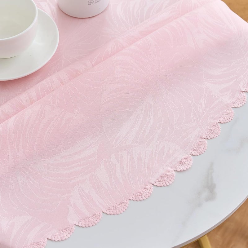 EFFICINATURE Round Valentines Tablecloth Pink Jacquard Small 40 Inch Table Cloths Up to 26 Dia Tables Waterproof Washable Soft Fabric Table Cover Kitchen Dinner Decor Talking Table Coffee Bar - Image 5