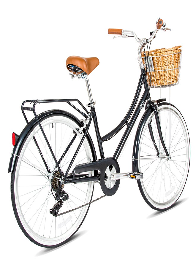 Spartan دراجة المدينة بلاتينوم | حجم العجلة 26 بوصة | ناقل سرعة 7 سرعات | لون أسود مع سلة - Image 2