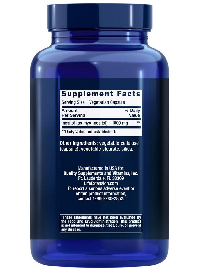 Life Extension Inositol Caps - 1000 mg, Myo-Inositol - Mood Health, Well-Being, Healthy Metabolism, Hormone Balance - Gluten-Free, Non-GMO, Vegetarian - 360 Capsules - Image 2