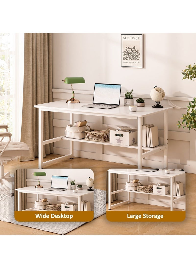 SHEIDLIN Computer Desk with Lower Storage Shelf, Sturdy Metal Frame, Waterproof Scratch Resistant Tabletop for Home Office Study Bedroom, 120×55×73cm - Image 3