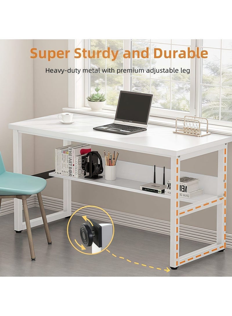 SHEIDLIN Computer Desk with Lower Storage Shelf, Sturdy Metal Frame, Waterproof Scratch Resistant Tabletop for Home Office Study Bedroom, 120×55×73cm - Image 4