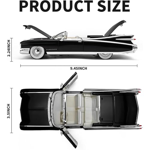 DEZICON 1:24 Scale Cadillac Eldorado 1950 Toy Car for Kids Collection Diecast Metal Model Car with Light Sound Pull Back Openable Door - Image 2