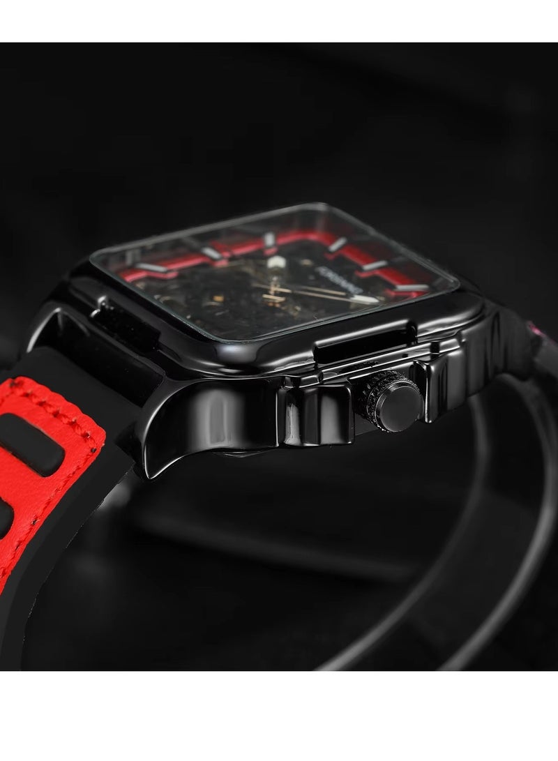 FORSINING Men's Waterproof Skeleton Stylish Watch Automatic Steampunk Self Winding Luminous Square Wrist Watch - Image 4