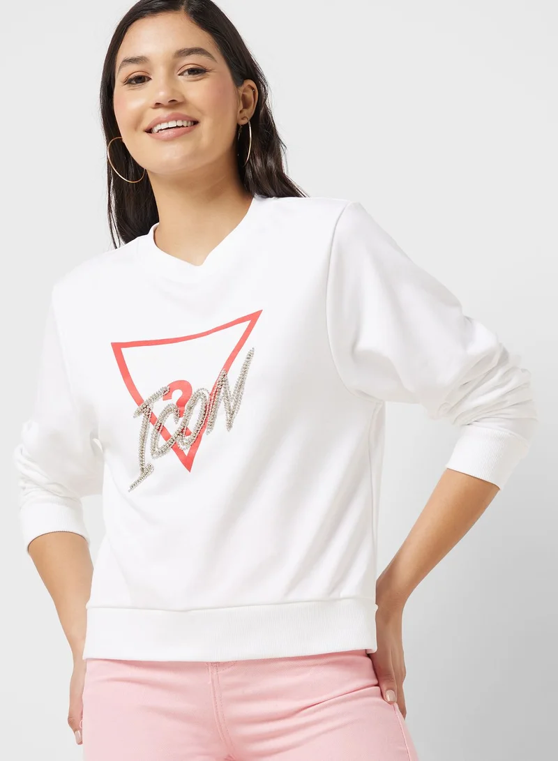GUESS Crew Neck Graphic Sweatshirt