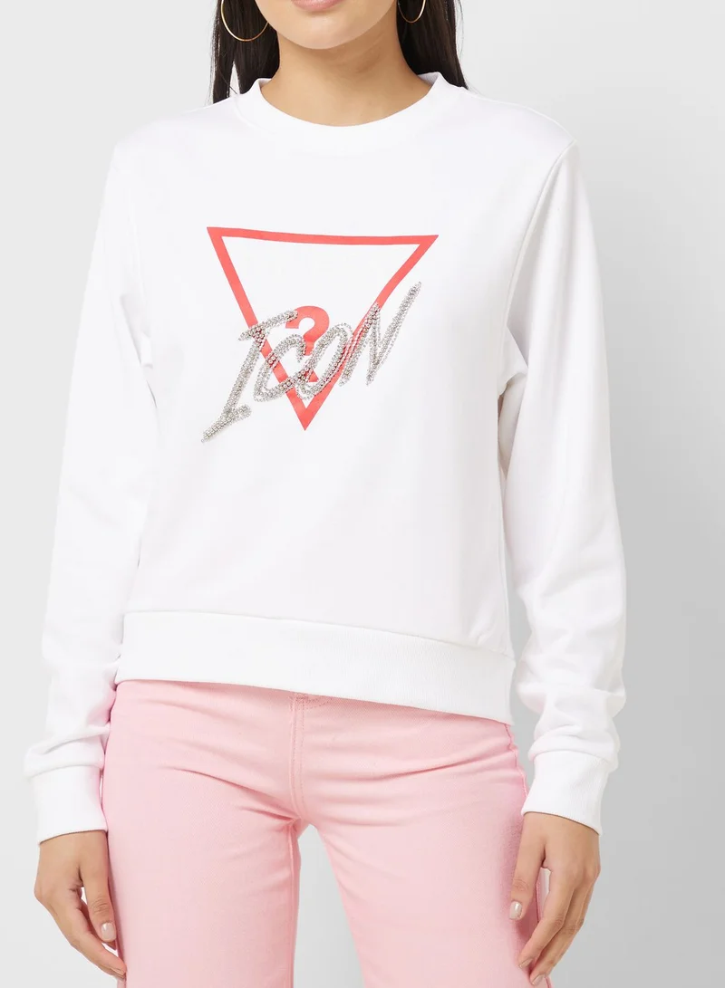 GUESS Crew Neck Graphic Sweatshirt