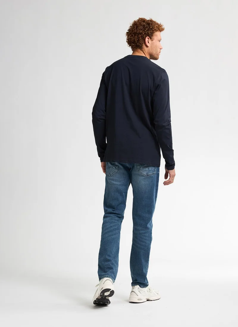 Petrol Industries 5092-Royal Navy Men T-Shirt LS Round Neck for Men | Best Price UAE