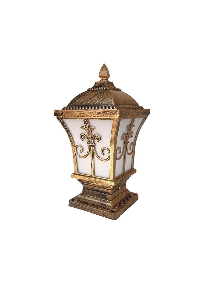 Areezo Areezo Antique Outdoor Gate Light with Glass Panels 38cm Height Weatherproof Decorative Lantern Gold Anitque Bulb Included Pack of 2  - Image 2