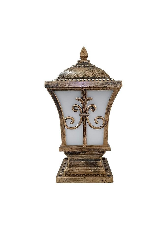 Areezo Areezo Antique Outdoor Gate Light with Glass Panels 38cm Height Weatherproof Decorative Lantern Gold Anitque Bulb Included Pack of 2  - Image 4