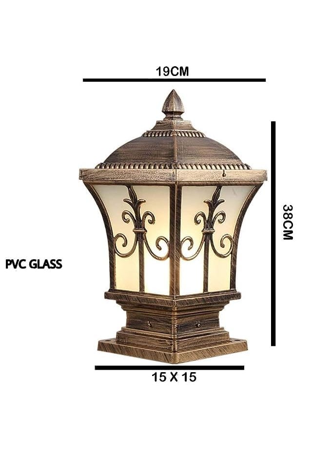 Areezo Areezo Antique Outdoor Gate Light with Glass Panels 38cm Height Weatherproof Decorative Lantern Gold Anitque Bulb Included Pack of 2  - Image 3