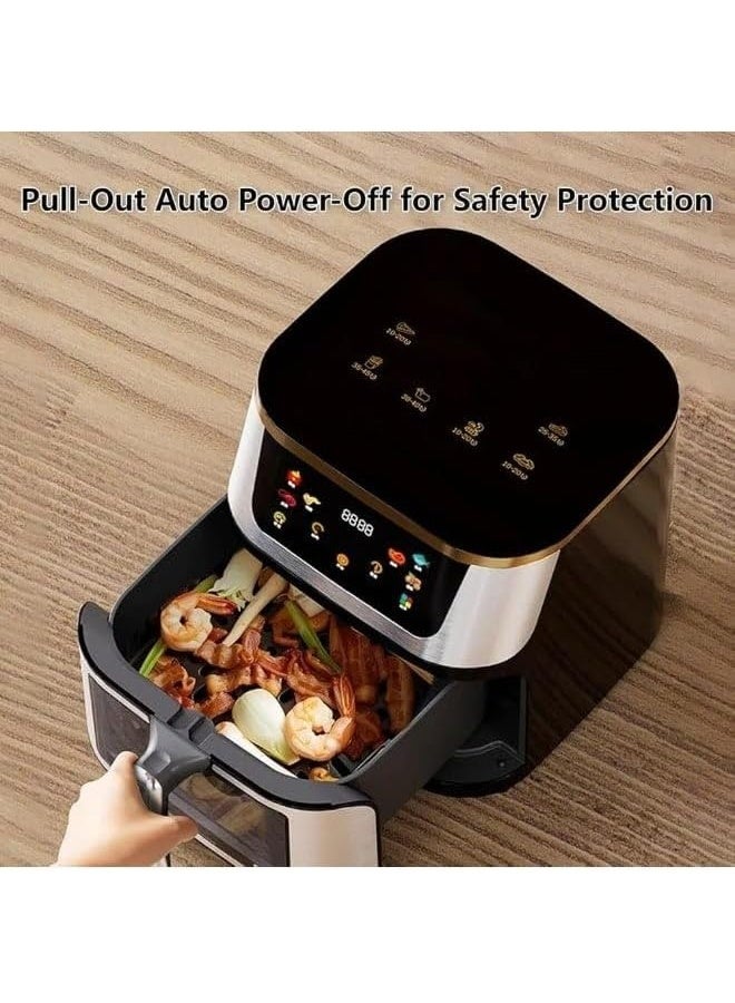 DENX DX3409 8L Smart Air Fryer | 1800W Color Touchscreen | Oil-Free Cooking | Transparent Window | Auto-Cooking Presets | Anti-Scald Handle | Family-Friendly Easy Clean - Image 5