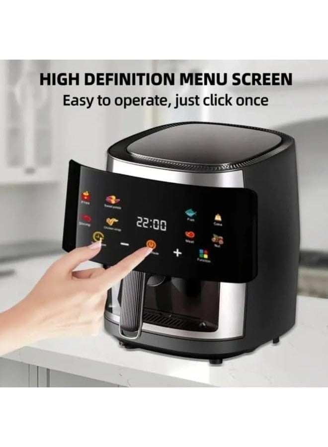 DENX DX3409 8L Smart Air Fryer | 1800W Color Touchscreen | Oil-Free Cooking | Transparent Window | Auto-Cooking Presets | Anti-Scald Handle | Family-Friendly Easy Clean - Image 4