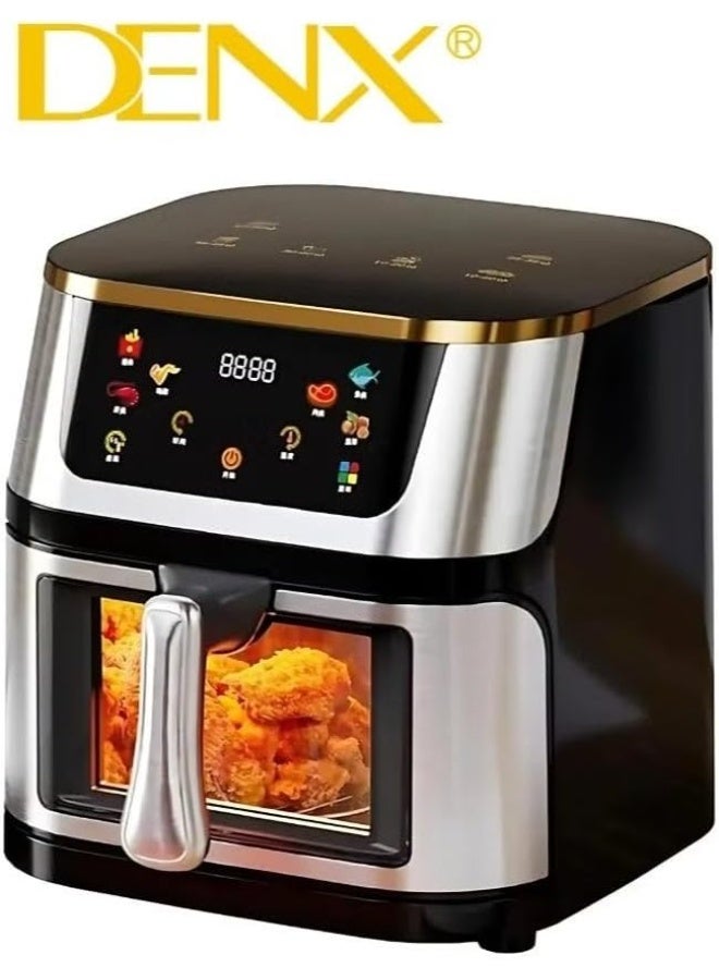 DENX DX3409 8L Smart Air Fryer | 1800W Color Touchscreen | Oil-Free Cooking | Transparent Window | Auto-Cooking Presets | Anti-Scald Handle | Family-Friendly Easy Clean - Image 2