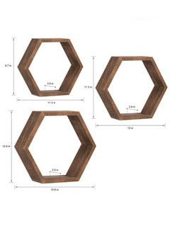 Kutis 3-Piece Wall-Mounted Wooden Shelving Display Rack/Wooden Storage Rack Brown  - Image 5