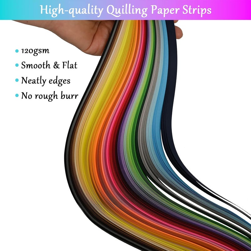 YURROAD 36 Colors Quilling Paper Strips Kit 720 Strips, Length 54cm Width 3mm 5mm 7mm 10mm(4 Packs) - Image 4