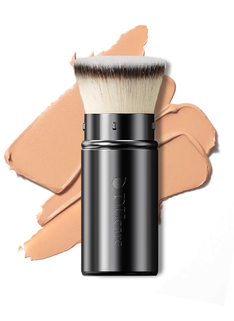 DUcare Retractable Makeup Brushes, Travel Kabuki Powder Foundation Brush, Portable Face Liquid Foundation Sunscreen Brush with Cover for Blending Liquid, Bronzer,Cream or Flawless Powder Cosmetics  - Image 2