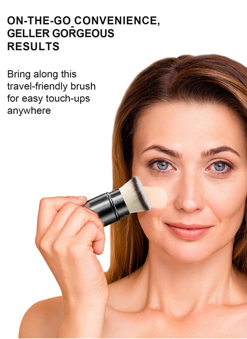 DUcare Retractable Makeup Brushes, Travel Kabuki Powder Foundation Brush, Portable Face Liquid Foundation Sunscreen Brush with Cover for Blending Liquid, Bronzer,Cream or Flawless Powder Cosmetics  - Image 5