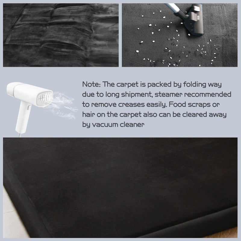 MAXYOYO Black Coral Velvet Area Rug, Thick Japanese Tatami Mat Living Room Carpet with Non-Slip Backing, Large Solid Color Mat for Bedroom Dormitory Yoga, 59 by 78 inch - Image 4
