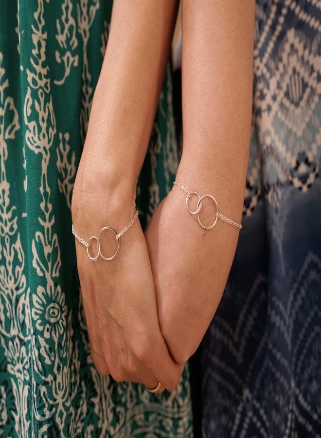 EFYTAL Gifts for Mom from Daughter, 925 Sterling Silver Two Ring Bracelet for Women, 2 Circles Birthday Gift for Daughter, Mothers Day Gift - Image 3