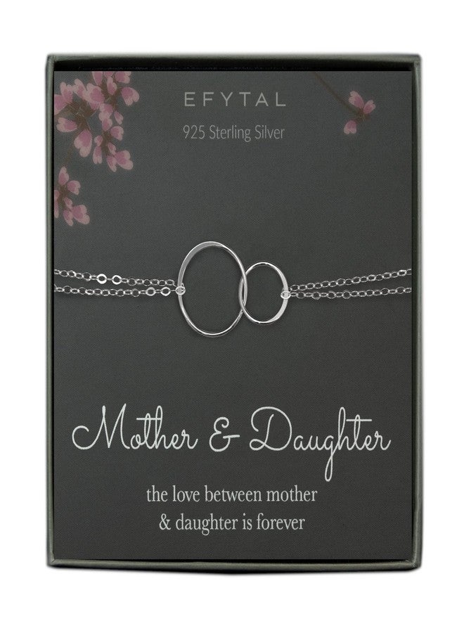 EFYTAL Gifts for Mom from Daughter, 925 Sterling Silver Two Ring Bracelet for Women, 2 Circles Birthday Gift for Daughter, Mothers Day Gift - Image 1