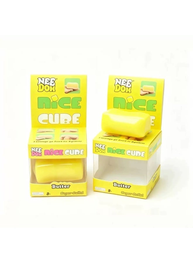 Nee Doh Nice Cube Butter Super Solid Fidget Toy, Squishy Stretch Stress Relief Squeeze Block for Anxiety Relief, Sensory Hand Toy for Kids Adults Ages 3+ - Image 2