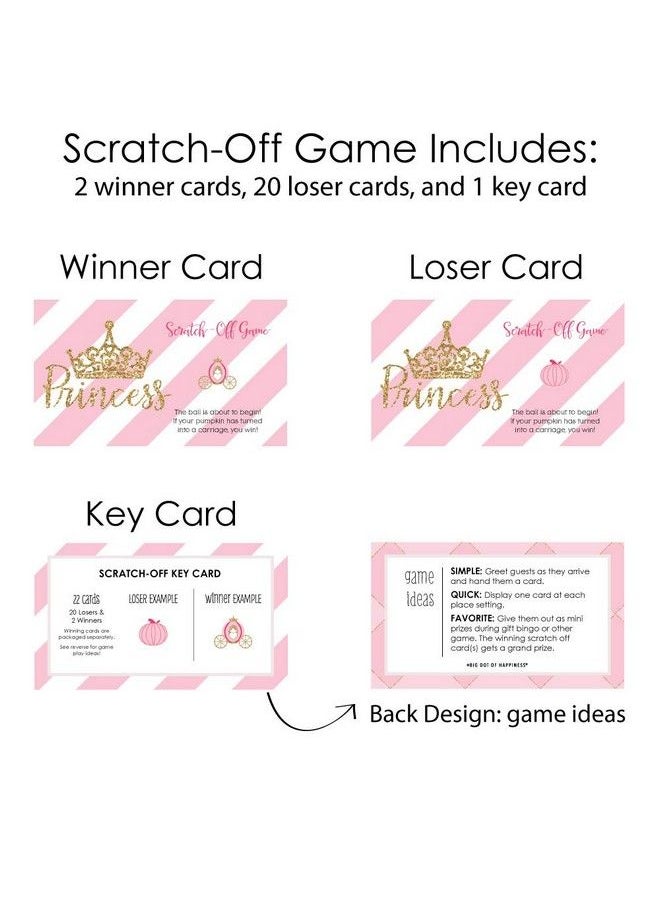 Big Dot of Happiness Little Princess Crown Pink And Gold Princess Baby Shower Or Birthday Party Game Scratch Off Cards 22 Count  - Image 5