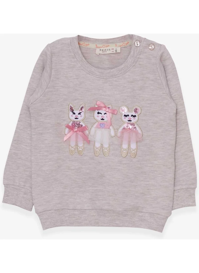 Breeze Girl's Sweatshirt Cute Animals Printed 1.5-5 Years, Beige Melange