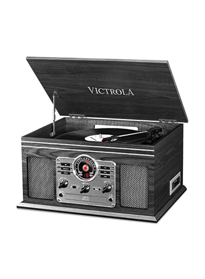 VICTROLA The Quincy 6-in-1 Bluetooth Record Player & Multimedia Center with Built-in Speakers – 3-Speed Turntable, CD & Cassette Player, FM Radio, Wireless Music Streaming (Grey Wood) - Image 1
