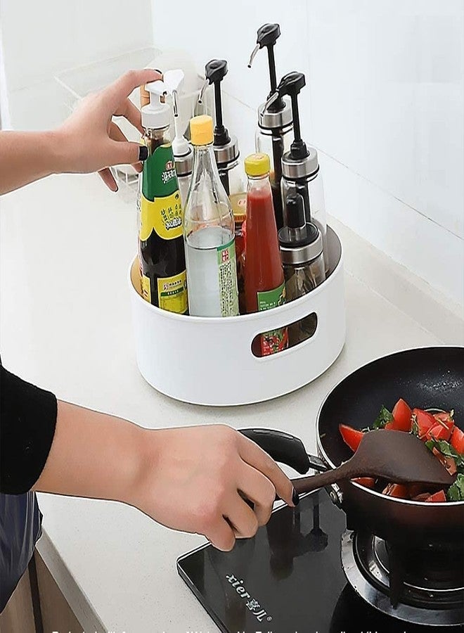 NYALKARAN 360 Degree Rotating Spice Storage Tray Kitchen Cabinet Turntable Cosmetic Organizer Basket (Pack of 1, Cream) - Image 4