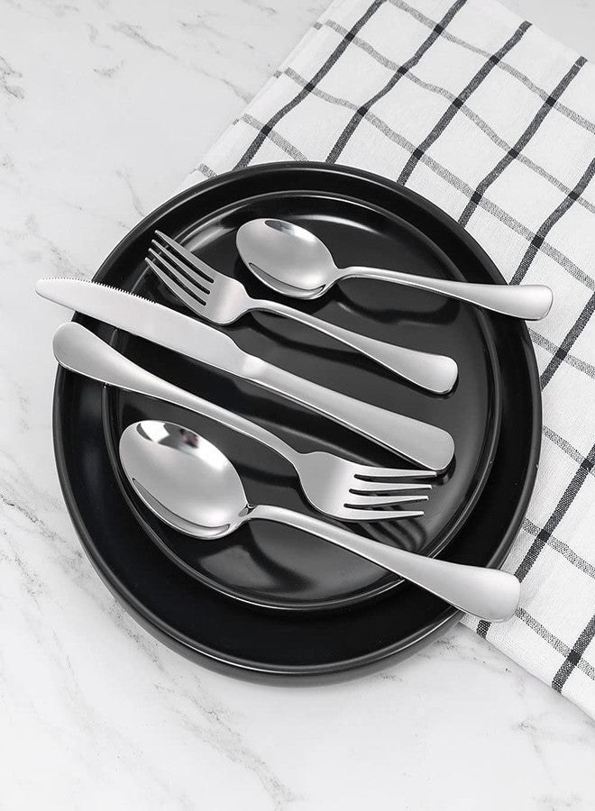 Dhyankeshwer 20-Piece Stainless Steel Cutlery Set, Service for 4, Silverware with Forks, Knives and Spoons (Spoon E Silver, Pack of 20) - Image 4