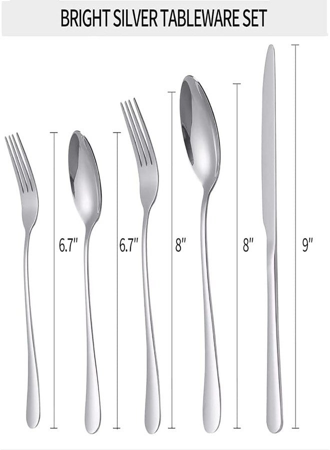 Dhyankeshwer 20-Piece Stainless Steel Cutlery Set, Service for 4, Silverware with Forks, Knives and Spoons (Spoon E Silver, Pack of 20) - Image 3