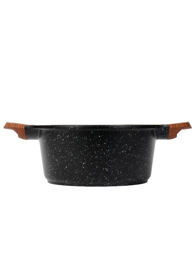 ESLITE LIFE Casserole Dish 28Cm with Glass lid | Aluminum | Non-stick Ceramic coating | Scratch Resistant & Durable | Soft touch wooden esthetic handle , Black - Image 4