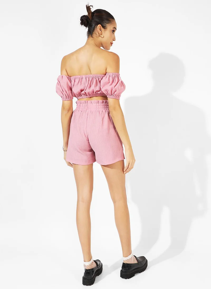 PINACOLADA Women's Salmon Pink Creased Co-Ord Set