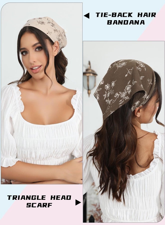 Molans Cotton Floral Hair Scarf - 2PCS Hair Scarves and Bandanas for Women Triangle Kerchief for Girls - Image 2