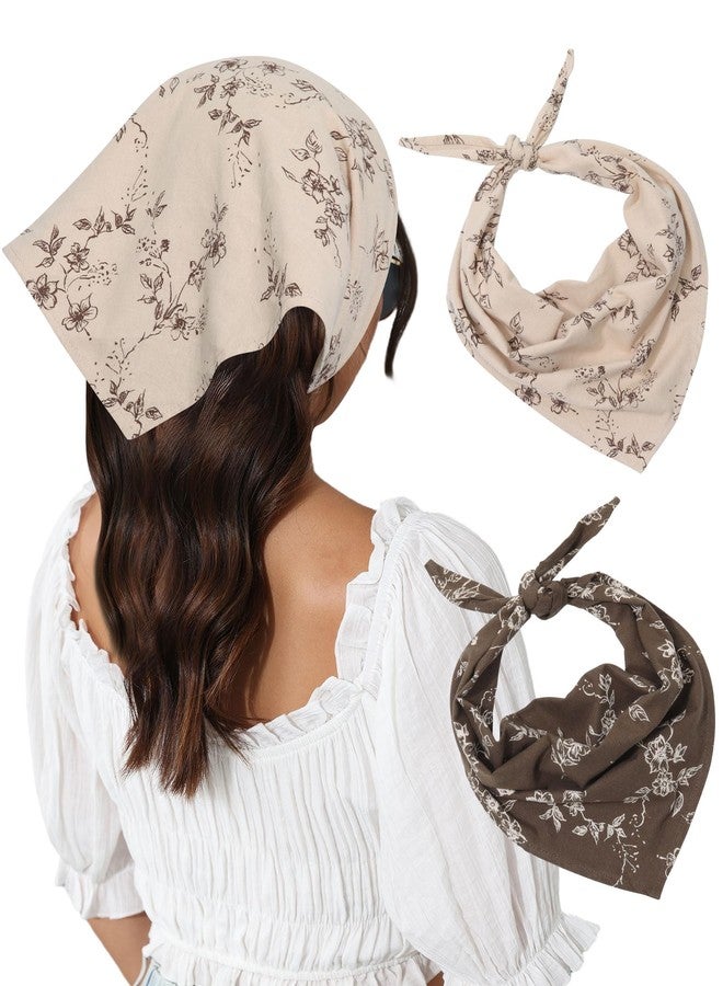Molans Cotton Floral Hair Scarf - 2PCS Hair Scarves and Bandanas for Women Triangle Kerchief for Girls - Image 1