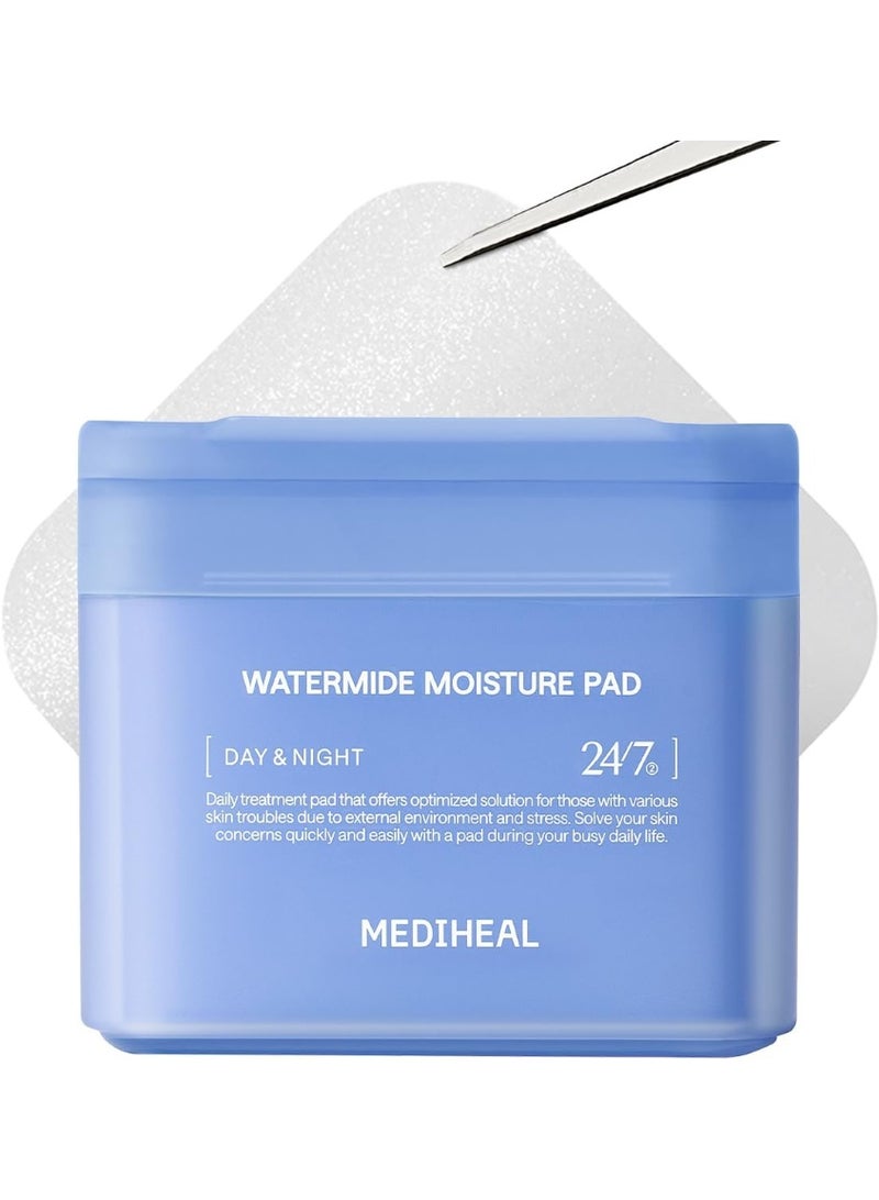 MEDIHEAL Watermide Moisture Pad - Square Cotton Facial Toner Pads with Icelandic Glacial Water - Improve Skin Temperature, Hydrating to Dry, Puffy, Coarse Skin -Vegan Eco Silk Pads,100 - Image 1