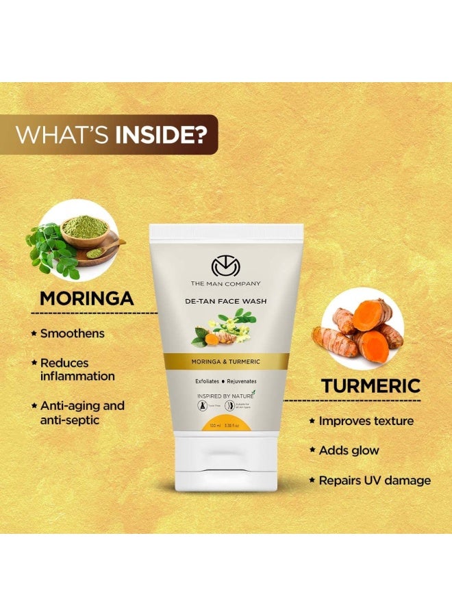 The Man Company De Tan Face Wash for Men with Turmeric & Moringa | Tan Removal, Oil Control & Anti-Pollution | Unclog Pores | Deep Cleansing | Blackheads Removal - 100ml, Pack of 2 - Image 2