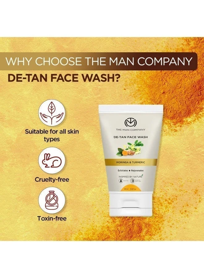 The Man Company  De Tan Face Wash for Men with Turmeric & Moringa | Tan Removal, Oil Control & Anti-Pollution | Unclog Pores | Deep Cleansing | Blackheads Removal - 100ml, Pack of 2 for Men | Best Price UAE