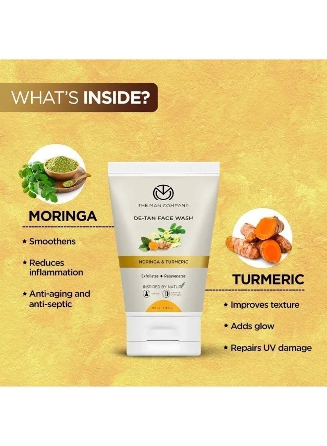 The Man Company  De Tan Face Wash for Men with Turmeric & Moringa | Tan Removal, Oil Control & Anti-Pollution | Unclog Pores | Deep Cleansing | Blackheads Removal - 100ml, Pack of 2 for Men | Best Price UAE