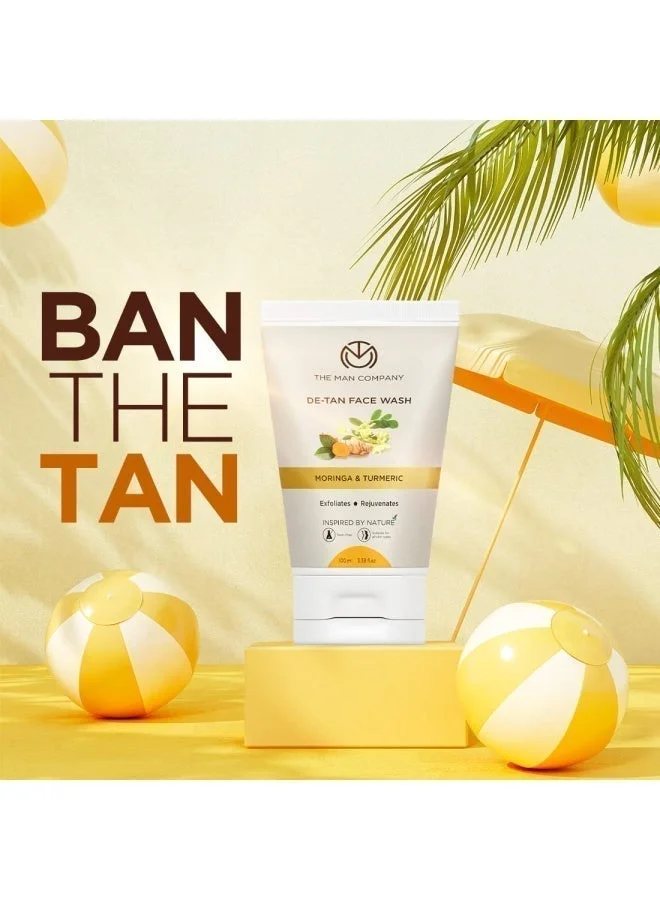 The Man Company  De Tan Face Wash for Men with Turmeric & Moringa | Tan Removal, Oil Control & Anti-Pollution | Unclog Pores | Deep Cleansing | Blackheads Removal - 100ml, Pack of 2 for Men | Best Price UAE